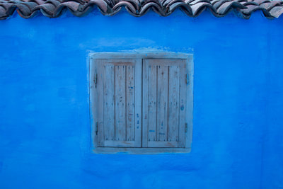 House With Blue Wall Morocco by Mary Macey Butler