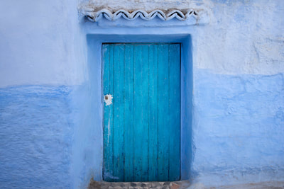 Turquoise Door Chefchaouen by Mary Macey Butler